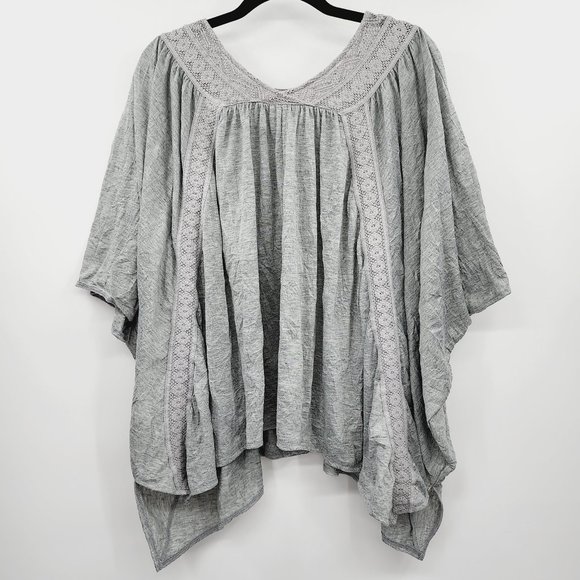 Sundance Tops - Sundance Bohemian Oversized Dolman Sleeve Tunic Shirt Embroidered Lace Panel Lg